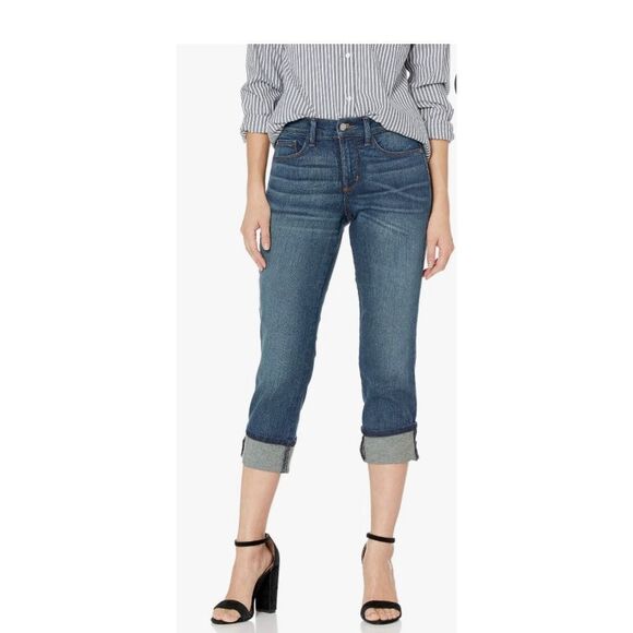 NYDJ DENIM CAPRI DAYLA WIDE CUFF MED WASH 5 POCKET STYLE SZ 4 - Picture 1 of 12